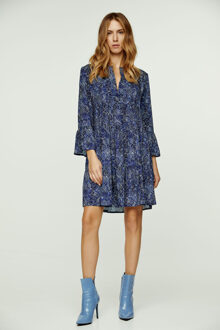 Marine Paisley jurk met geplooide naden Navy