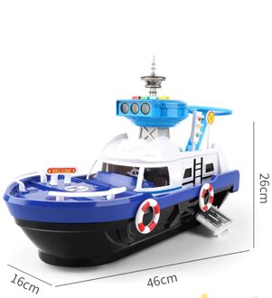 Marine Rescue Fire Boot Kinderen Speelgoed Simulatie Track Inertie Boot Muziek Track Crash Speelgoed Boot Model Niet-Afstandsbediening speelgoed blauw