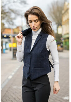 Marineblauw, getailleerde tweed formeel gilet voor dames - maat