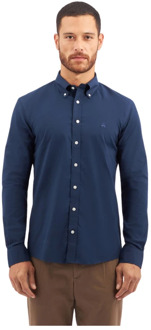 Marineblauw Slim Fit Non-Iron Stretch Katoenen Overhemd met Button Down Kraag Brooks Brothers , Blue , Heren - 2Xl,Xl,M,S