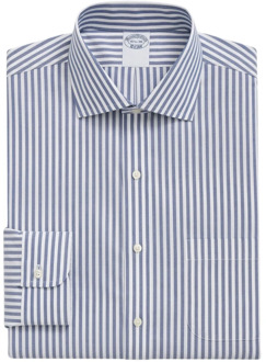 Marineblauw Slim Fit Non-Iron Stretch Supima Katoenen Overhemd met Engelse Spreidkraag Brooks Brothers , Blue , Heren - 2Xl,Xl,M