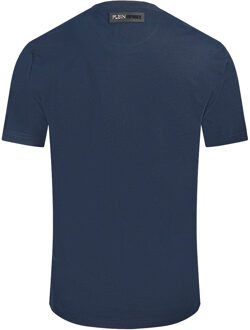 Marineblauw T-shirt met gedurfd gespleten logo
