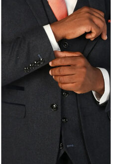 Marineblauwe formele blazer van wolmix tweed voor heren - 52 (Borst)