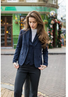 Marineblauwe, getailleerde tweed formele blazer voor dames - EU 36 / UK 8