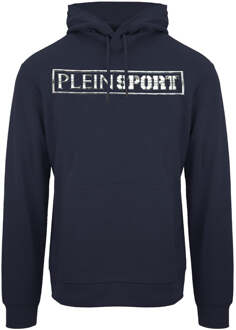 marineblauwe hoodie met groot stempellogo