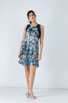 Marineblauwe jurk met opdruk Navy