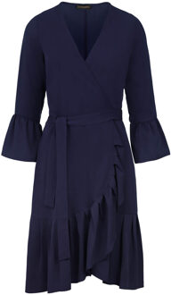 Marineblauwe wikkeljurk Viscose met klokmouwen. - maat Navy