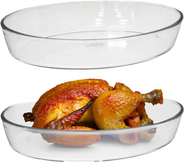 Marinex Ovenschaal van borosilicaat glas - 2x - ovaal - 3.2 Liter - 35 x 24 x 6 cm - serveerschaal