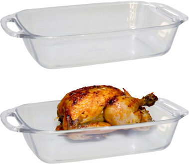 Marinex Ovenschaal van borosilicaat glas - 2x - rechthoek - 2.1 Liter - 32 x 17 x 7 cm - serveerscha
