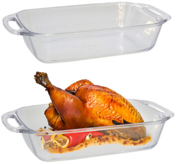 Marinex Ovenschaal van borosilicaat glas - 2x - rechthoek - 2.7 Liter - 35 x 20 x 7 cm - serveerscha
