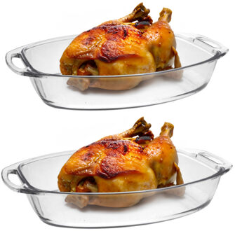 Marinex Ovenschaal van borosilicaat glas - set van 2 - ovaal - 3.2 en 4.5 Liter - serveerschaal