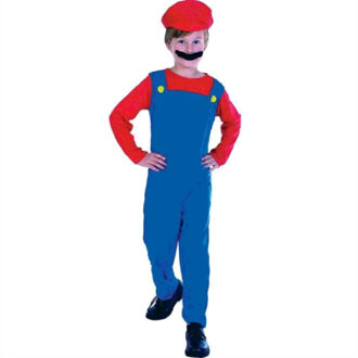 Mario verkleedkleding overal voor kinderen 116-128 - 6-8 jr - Carnavalskostuums Multikleur