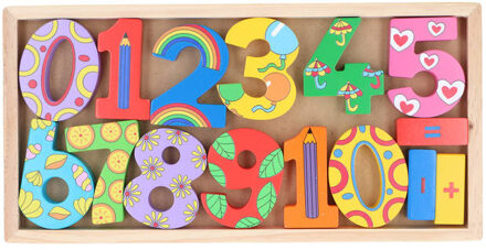 Marionette Houten Cijfers - Rekenen Met Hout - 15 delig - 1 Set Multikleur