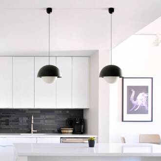 Marisol LED hanglamp, zwart, staal/glas, Ø 30 cm zwart, opaal