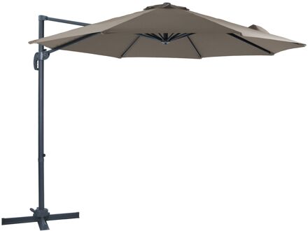 Marisol Zweefparasol Rond Ø 300 cm in Antraciet / Taupe Ronde Parasol voor tuin met Aluminium Frame