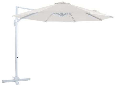 Marisol Zweefparasol Rond Ø 300 cm in Wit / Beige Ronde Parasol voor tuin met Aluminium Frame