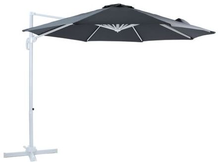 Marisol Zweefparasol Rond Ø 300 cm in Wit / Grijs Ronde Parasol voor tuin met Aluminium Frame