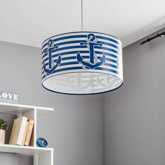 Maritieme hanglamp Ahoi met ankermotief wit, blauw