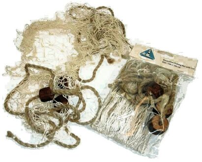 Maritieme woonaccessoire - 3x - decoratie visnet met kurk - polyester - 150 x 100 cm