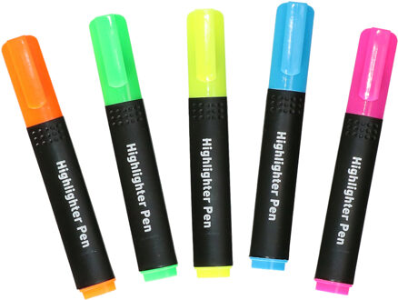 Markeer stiften - 5x stuks - fluor kleurenmix - highlighters