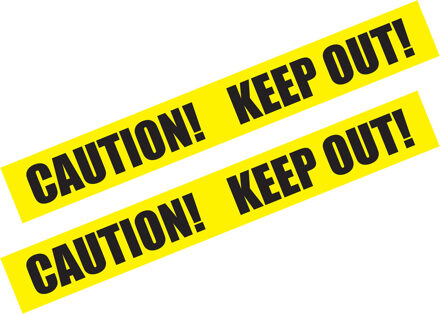 Markeerlint/afzetlint - 2x - Caution! Keep out! - 6m - geel/zwart - kunststof