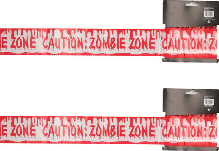 Markeerlint/afzetlint - 2x - Caution: Zombie Zone - 9M - rood/wit - kunststof
