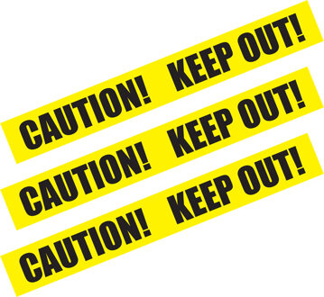 Markeerlint/afzetlint - 3x - Caution! Keep out! - 6m - geel/zwart - kunststof