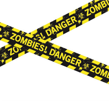 Markeerlint/afzetlint - Zombies danger - 18 meter - zwart/geel - kunststof