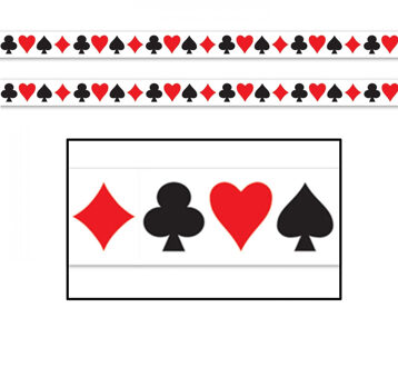 Markeerlint casino/kaartspellen - 2x - 6 meter - Decoratie lint Las Vegas versiering/feestartikelen