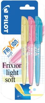 Markeerstift PILOT Frixion soft blauw, geel, roze in blister