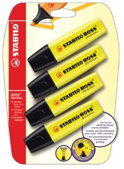 Markeerstift Stabilo Boss 70/24 geel blister a 4 stuks Transparant