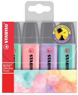 Markeerstift STABILO Boss Original 70/4 pastel etui a 4 kleuren