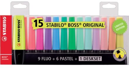 Markeerstift STABILO Boss Original deskset a 15 kleuren Transparant