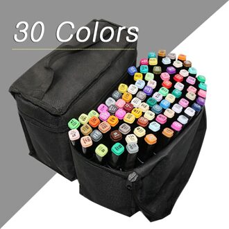Marker Pen Set 30/40/60/80 Kleuren Manga Tekening Markers Pen Alcohol Gebaseerd Schets Vilt-Tip Twin borstel Pen Kunst Levert 30 kleuren