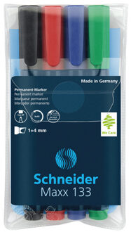 marker Schneider Maxx 133 permanent beitelpunt etui á 4 stuks Multikleur