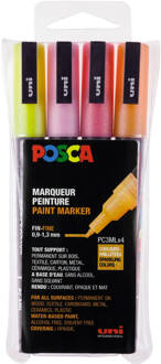 Marker Uni Posca Pc-3m, 0.9-1.3, Glitter Gesorteerd, Set Van 4 Multikleur