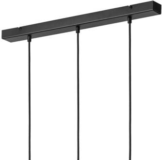 Markus hanglamp, opaalglas/eikenhout, lengte 60 cm 3-lamps. opaal wit, eiken, zwart