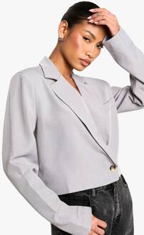 Marl Boxy Crop Blazer, Grey Marl - 36
