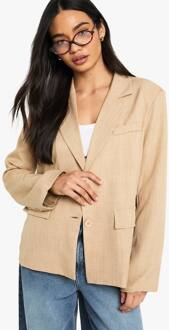 Marl Flare Mouw Oversized Blazer, Mocha - 42