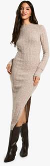 Marl Gebreide Midaxi Jurk, Stone