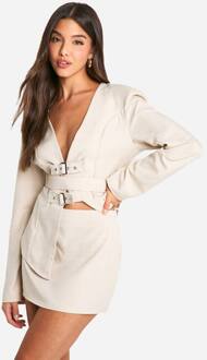 Marl Micro Mini Rok, Stone - 38