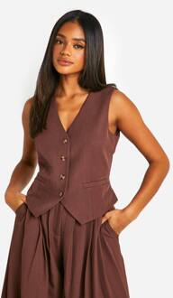 Marl Mock Horn Getailleerd Tank, Chocolate - 38