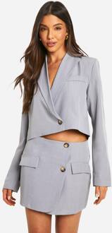 Marl Wrap Front Micro Mini Rok, Grey Marl - 44