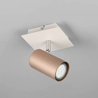 Marley wandspot, bruin/lichtgrijs, 12 x 12 cm, metaal koffiebruin, lichtgrijs