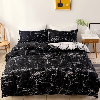 Marmer Dekbedovertrek Set Unieke Wit En Grijs Moderne Bed Set Met Dekbedovertrek 2 Stuk Omkeerbare Bed Set 135x200cm G436364 / 200X200CM