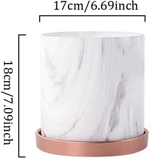 Marmer Keramische Bloempot Met Lade Bloempot Straight Kantoor Bloemstuk Container Thuis Craft Decoratie Tuin Planter wit groot