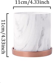 Marmer Keramische Bloempot Met Lade Bloempot Straight Kantoor Bloemstuk Container Thuis Craft Decoratie Tuin Planter wit klein