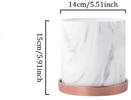 Marmer Keramische Bloempot Met Lade Bloempot Straight Kantoor Bloemstuk Container Thuis Craft Decoratie Tuin Planter wit medium size