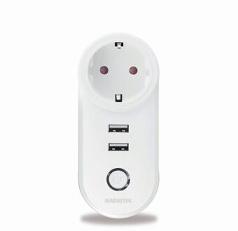 Marmitek POWER SI - Smart Wi-Fi power plug - 15A | 2 USB | on/off manual & automatic | energy meter | G plug Schakelaar Wit