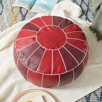 Marokkaanse Pu Lederen Poef Borduren Craft Hassock Poef Poef Ronde Grote 50*50*30Cm Kunstmatige Lederen Opgevulde kussen 1